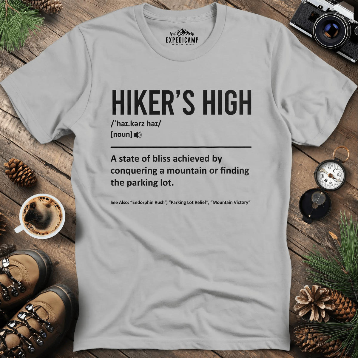 Hiker's High Definition T-Shirt – Ice Grey – Outdoor apparel for travel, hiking, camping, and nature lovers – ExpediCamp