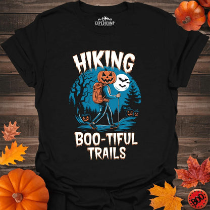 Hiking Boo-tiful Trails T-Shirt – Black – Outdoor apparel for travel, hiking, camping, and nature lovers – ExpediCamp