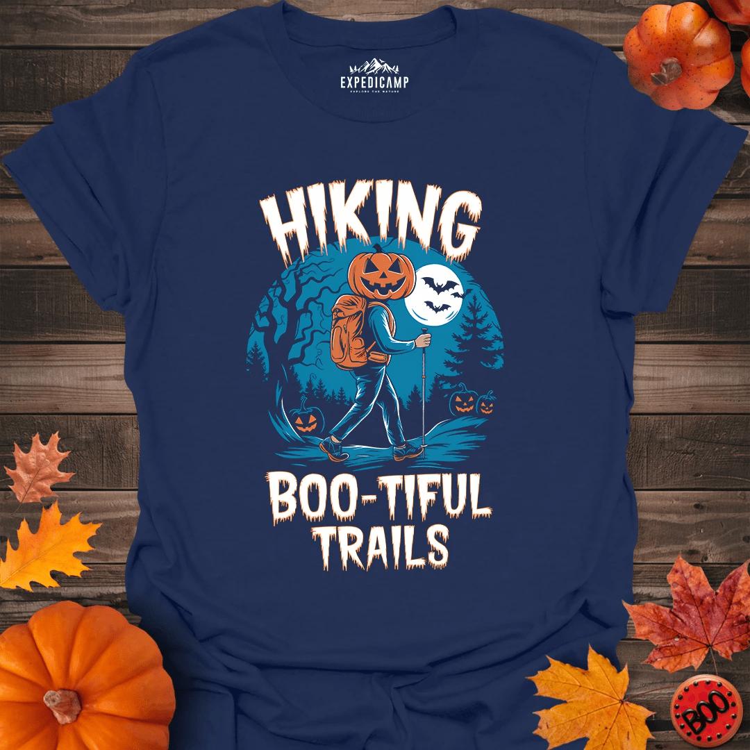 Hiking Boo-tiful Trails T-Shirt – Navy – Outdoor apparel for travel, hiking, camping, and nature lovers – ExpediCamp