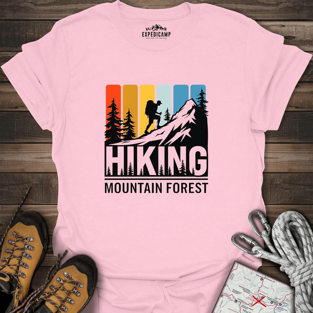 Hiking Mountain Forest T-Shirt – Light Pink – Outdoor apparel for travel, hiking, camping, and nature lovers – ExpediCamp