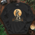 Howling Wolf Under the Moon Sweatshirt – Black – Outdoor apparel for travel, hiking, camping, and nature lovers – ExpediCamp