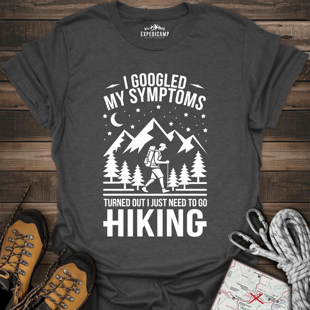 I Googled My Symptoms I Need Hiking T-Shirt – Dark Heather – Outdoor apparel for travel, hiking, camping, and nature lovers – ExpediCamp