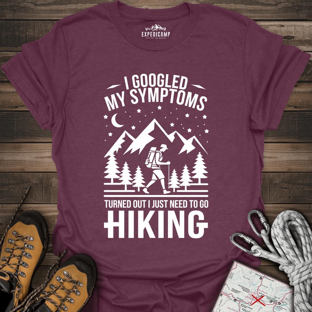 I Googled My Symptoms I Need Hiking T-Shirt – Heather Maroon – Outdoor apparel for travel, hiking, camping, and nature lovers – ExpediCamp