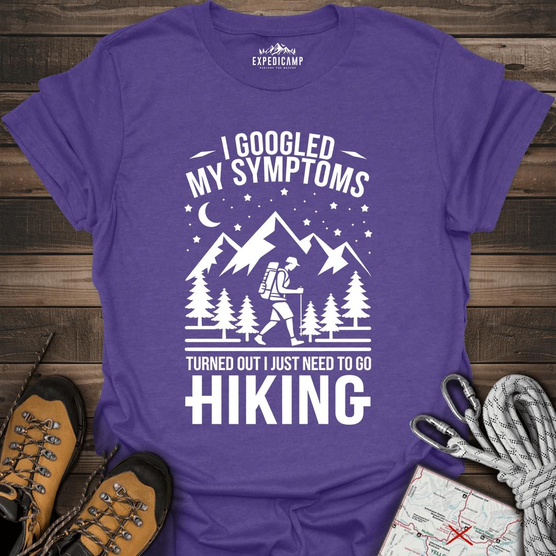 I Googled My Symptoms I Need Hiking T-Shirt – Heather Purple – Outdoor apparel for travel, hiking, camping, and nature lovers – ExpediCamp