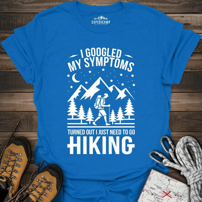 I Googled My Symptoms I Need Hiking T-Shirt – Royal – Outdoor apparel for travel, hiking, camping, and nature lovers – ExpediCamp