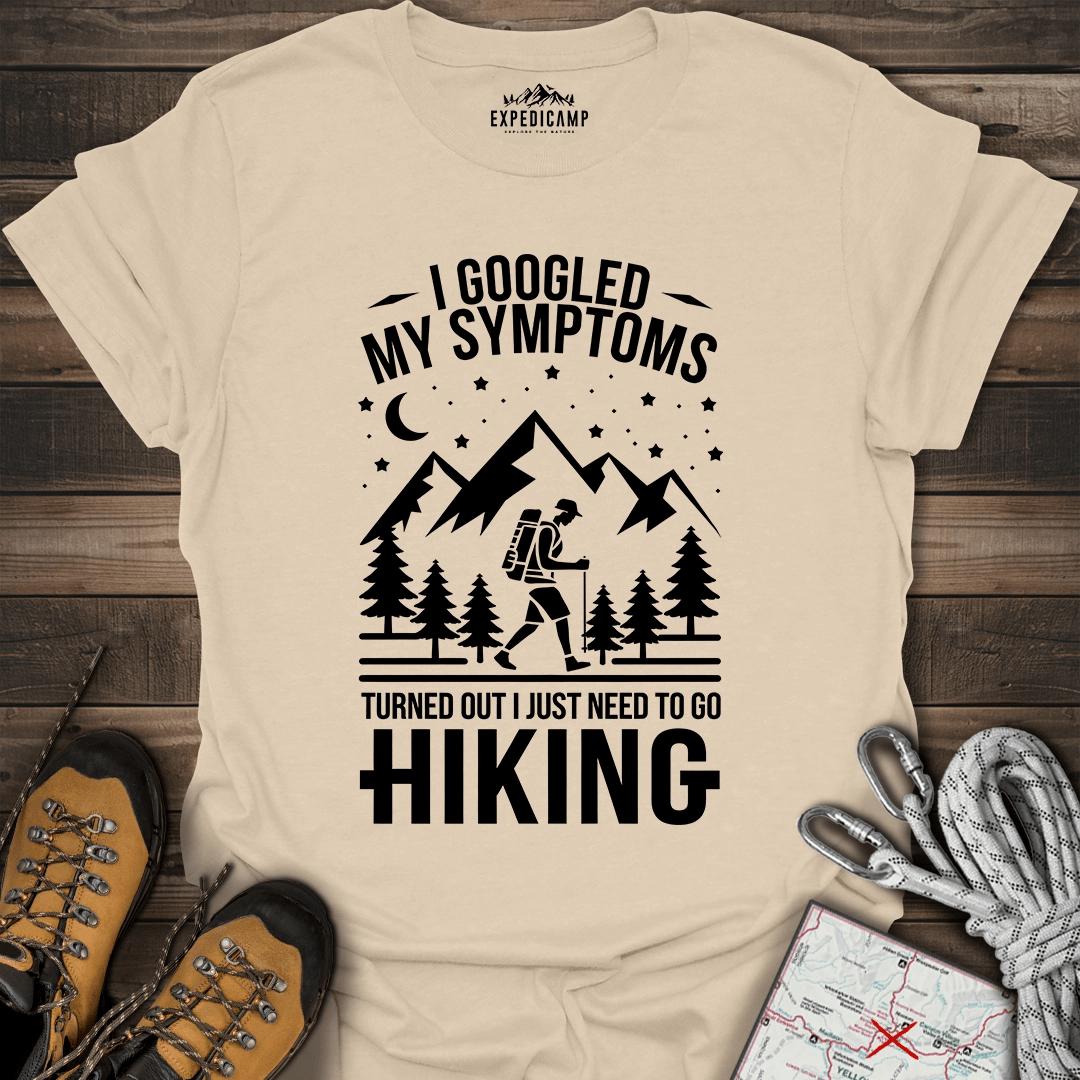 I Googled My Symptoms I Need Hiking T-Shirt – Sand – Outdoor apparel for travel, hiking, camping, and nature lovers – ExpediCamp