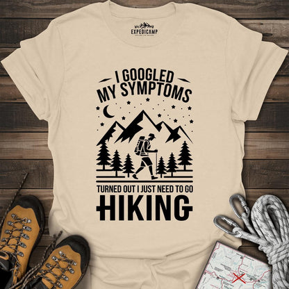 I Googled My Symptoms I Need Hiking T-Shirt – Sand – Outdoor apparel for travel, hiking, camping, and nature lovers – ExpediCamp