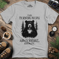 I Hate Morning People Bear Coffee T-Shirt – Ice Grey – Outdoor apparel for travel, hiking, camping, and nature lovers – ExpediCamp