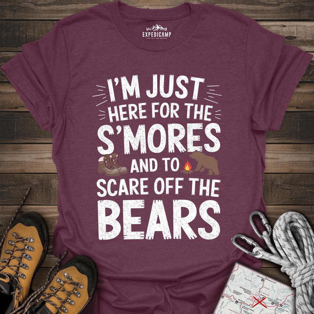 I'm Just Here For The S'mores T-Shirt – Heather Maroon – Outdoor apparel for travel, hiking, camping, and nature lovers – ExpediCamp