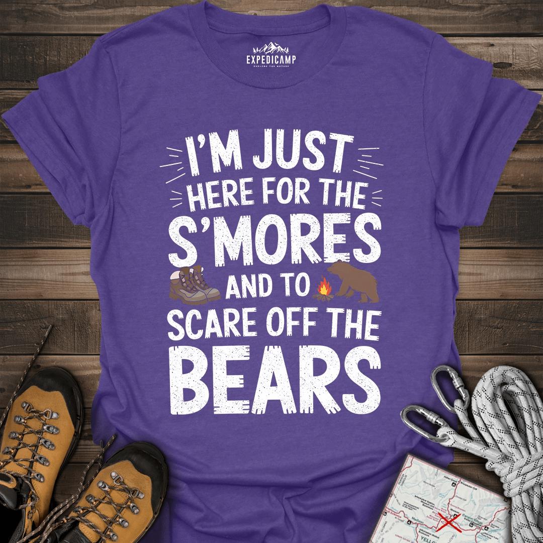 I'm Just Here For The S'mores T-Shirt – Heather Purple – Outdoor apparel for travel, hiking, camping, and nature lovers – ExpediCamp