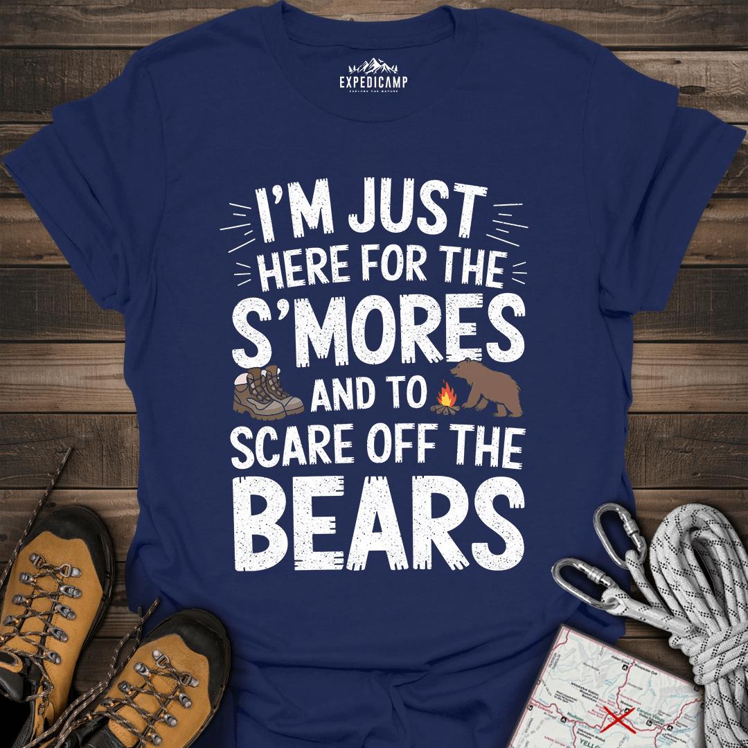 I'm Just Here For The S'mores T-Shirt – Navy – Outdoor apparel for travel, hiking, camping, and nature lovers – ExpediCamp
