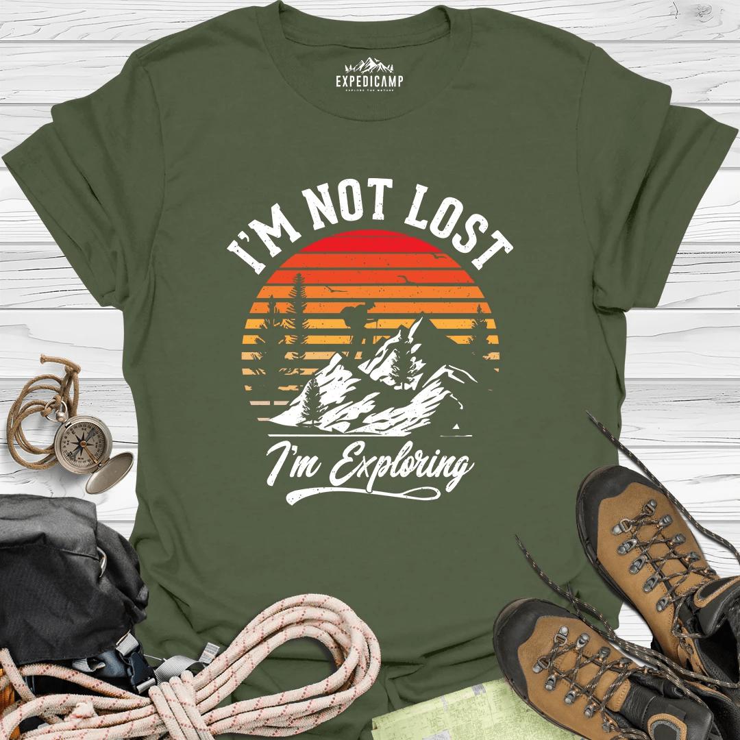 I'm Not Lost I'm Exploring T-Shirt – Military Green – Outdoor apparel for travel, hiking, camping, and nature lovers – ExpediCamp
