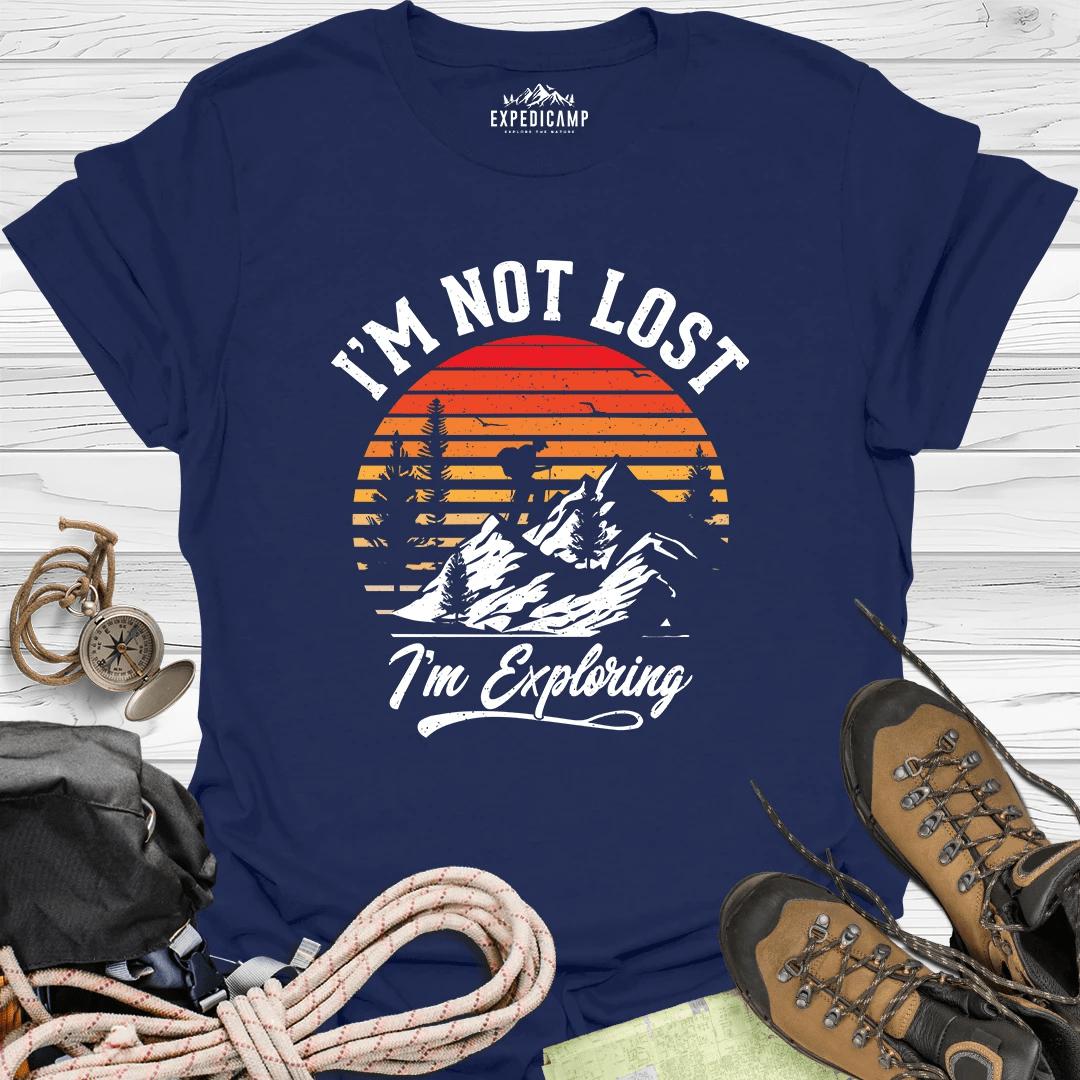 I'm Not Lost I'm Exploring T-Shirt – Navy – Outdoor apparel for travel, hiking, camping, and nature lovers – ExpediCamp