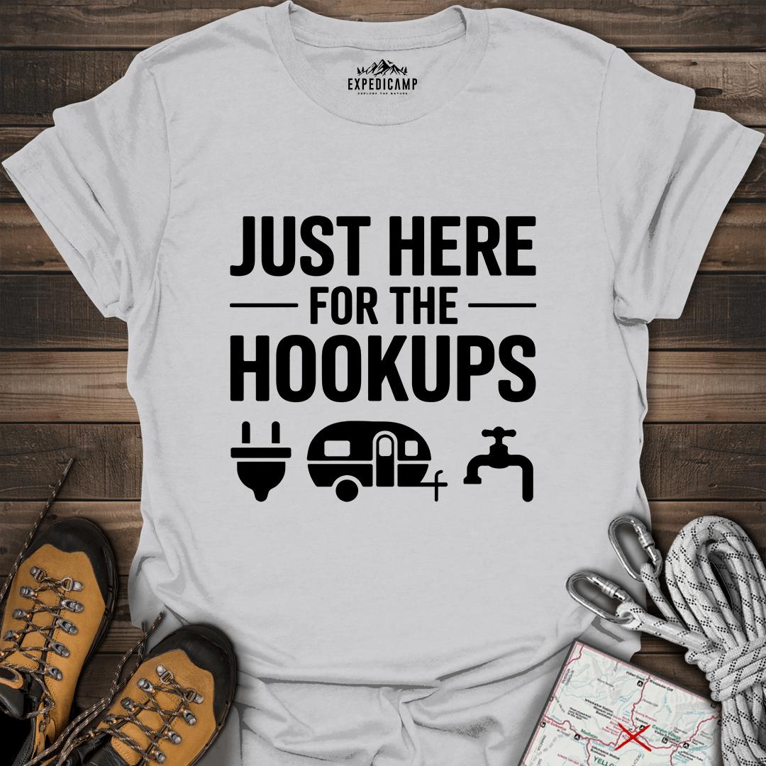 Just Here For The Hookups T-Shirt – Ice Grey – Outdoor apparel for travel, hiking, camping, and nature lovers – ExpediCamp