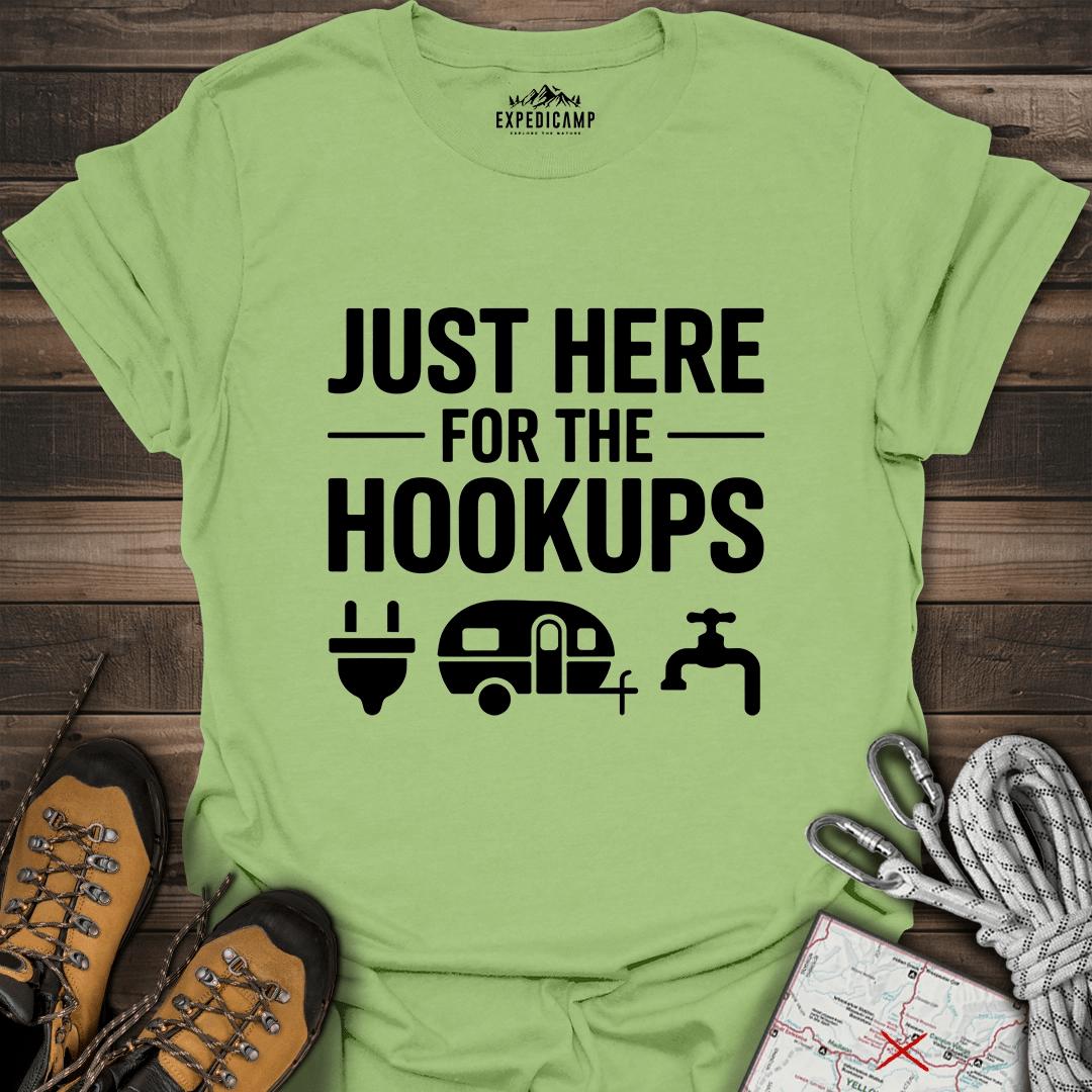 Just Here For The Hookups T-Shirt – Kiwi – Outdoor apparel for travel, hiking, camping, and nature lovers – ExpediCamp