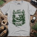 Just Hibernating T-Shirt – Ice Grey – Outdoor apparel for travel, hiking, camping, and nature lovers – ExpediCamp