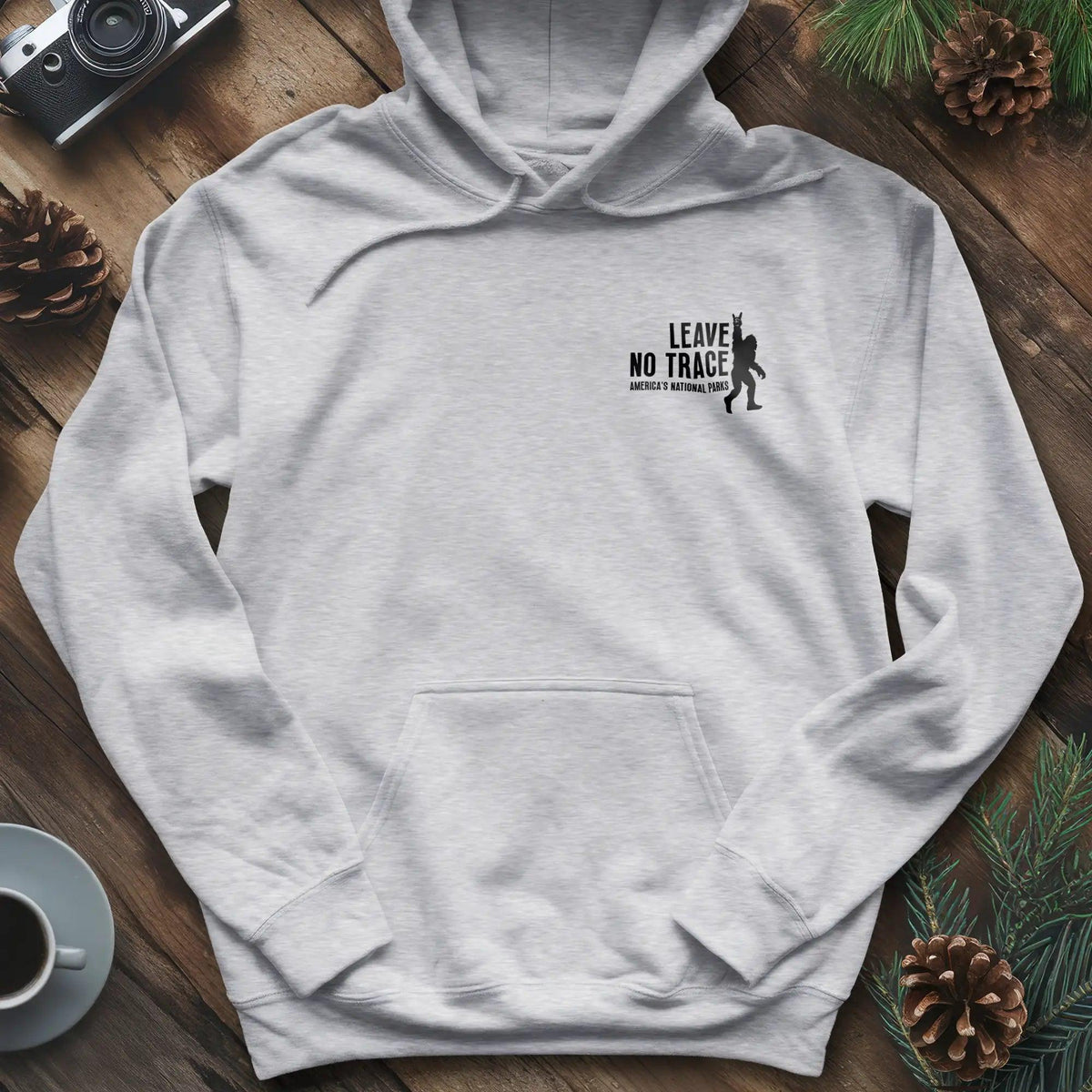Leave No Trace Hoodie – Celebrate America's National Parks – Ash – Outdoor apparel for travel, hiking, camping, and nature lovers – ExpediCamp