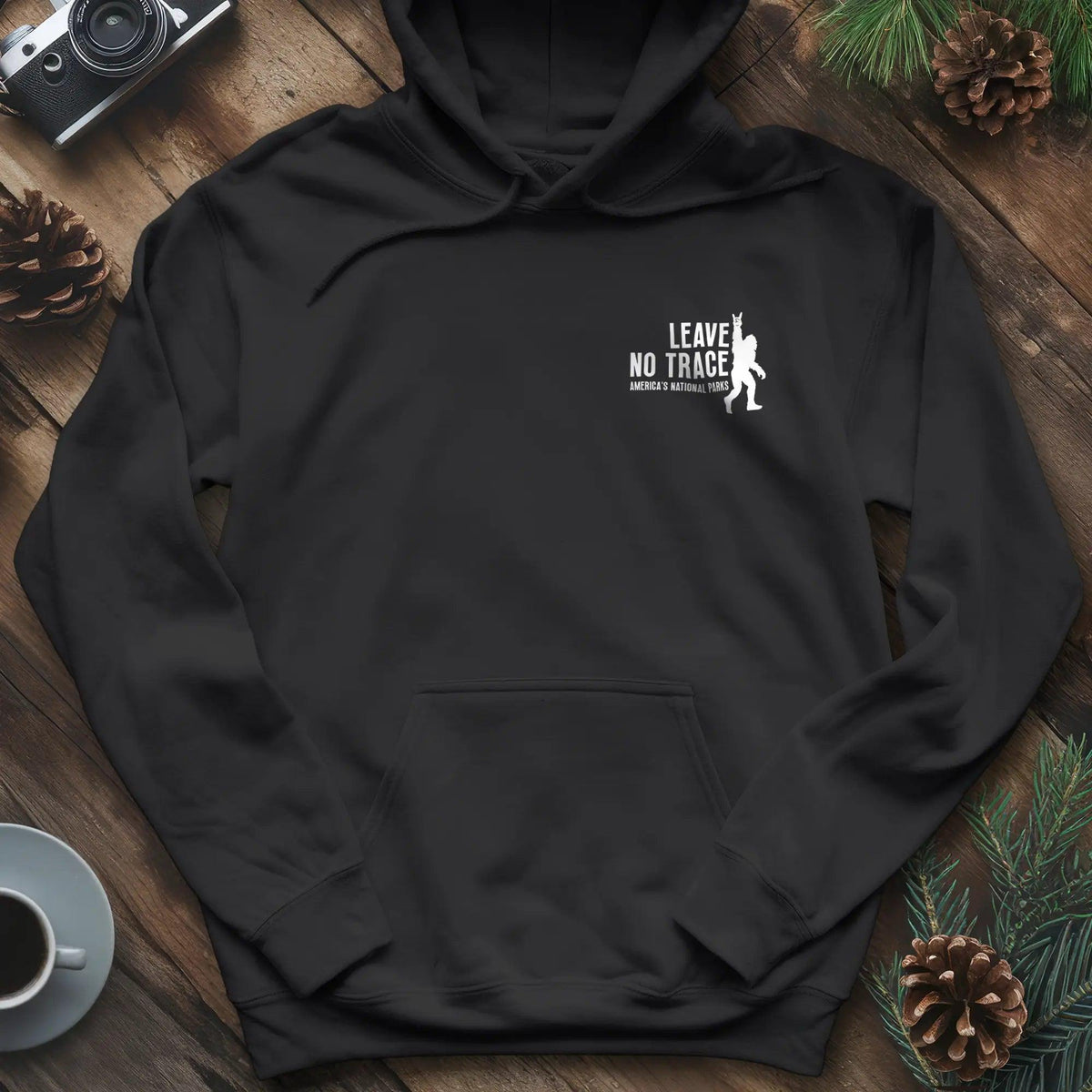 Leave No Trace Hoodie – Celebrate America's National Parks – Black – Outdoor apparel for travel, hiking, camping, and nature lovers – ExpediCamp