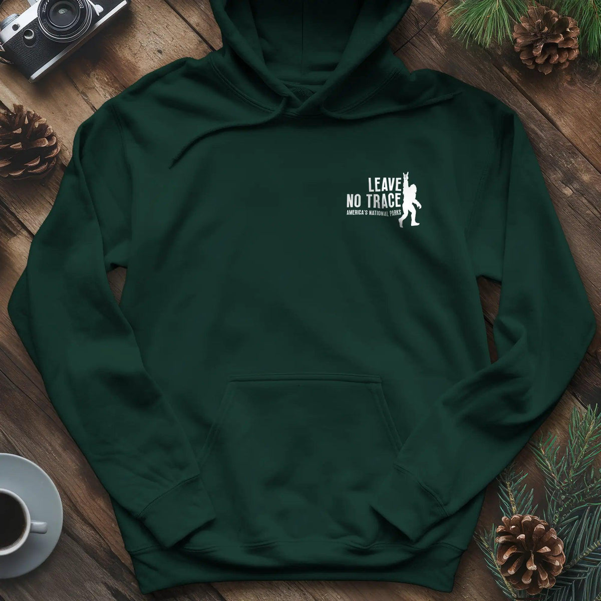 Leave No Trace Hoodie – Celebrate America's National Parks – Forest Green – Outdoor apparel for travel, hiking, camping, and nature lovers – ExpediCamp