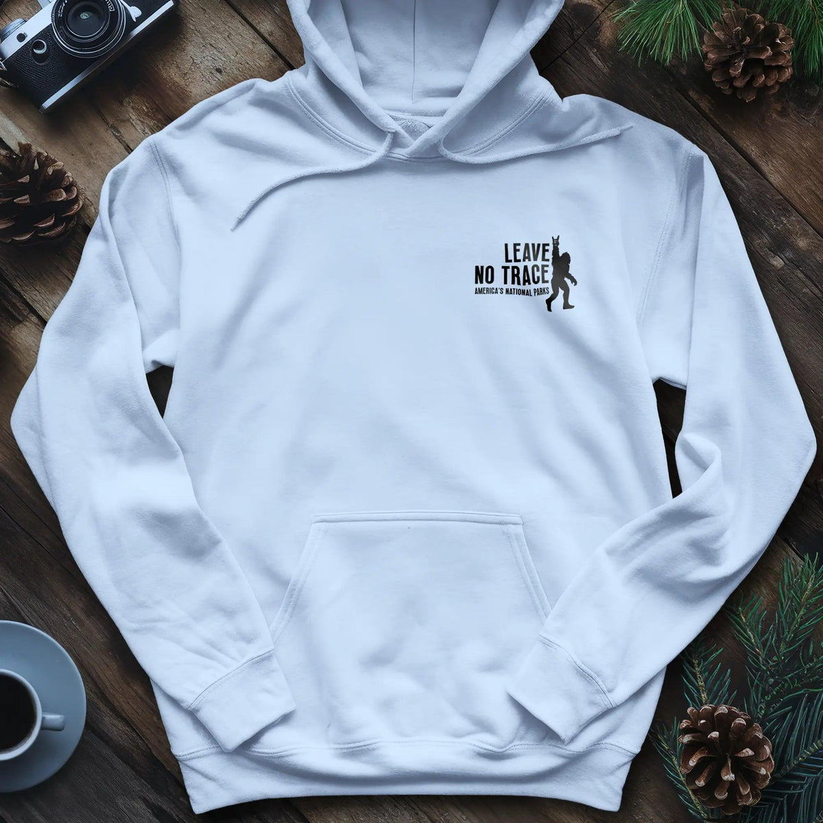 Leave No Trace Hoodie – Celebrate America's National Parks – Light Blue – Outdoor apparel for travel, hiking, camping, and nature lovers – ExpediCamp
