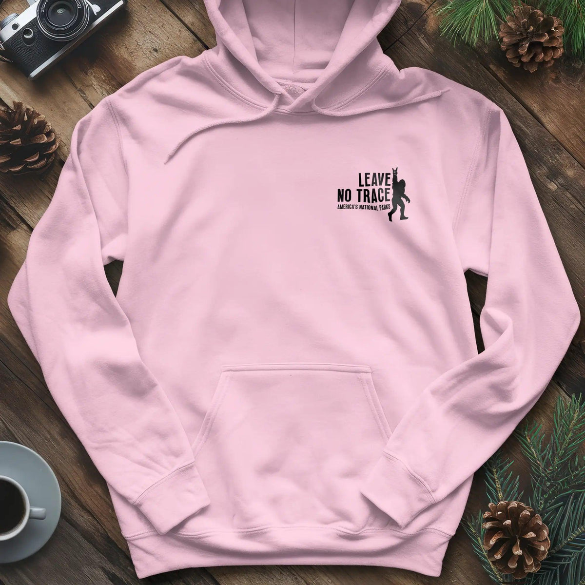 Leave No Trace Hoodie – Celebrate America's National Parks – Light Pink – Outdoor apparel for travel, hiking, camping, and nature lovers – ExpediCamp