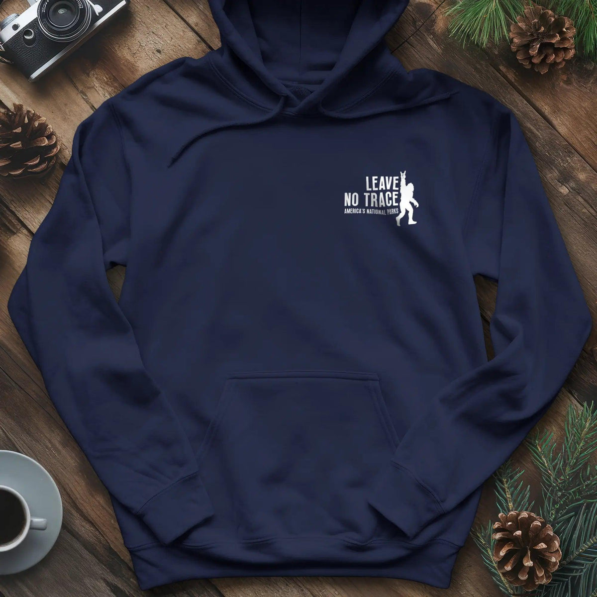 Leave No Trace Hoodie – Celebrate America's National Parks – Navy – Outdoor apparel for travel, hiking, camping, and nature lovers – ExpediCamp