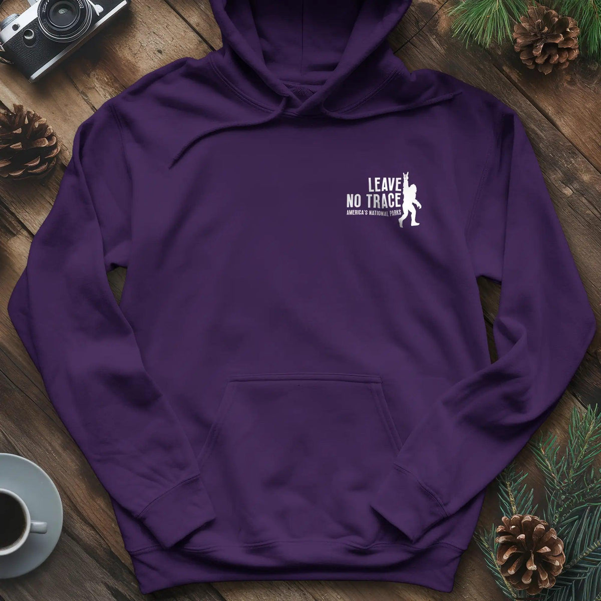 Leave No Trace Hoodie – Celebrate America's National Parks – Purple – Outdoor apparel for travel, hiking, camping, and nature lovers – ExpediCamp
