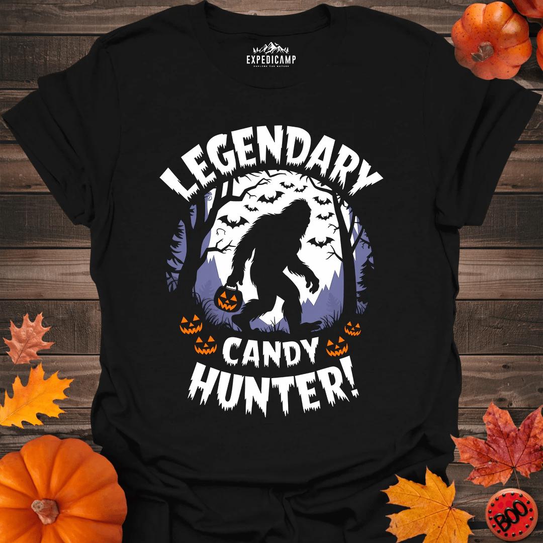 Legendary Candy Hunter Bigfoot T-Shirt – Black – Outdoor apparel for travel, hiking, camping, and nature lovers – ExpediCamp