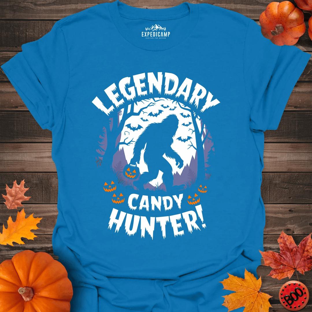 Legendary Candy Hunter Bigfoot T-Shirt – Royal – Outdoor apparel for travel, hiking, camping, and nature lovers – ExpediCamp
