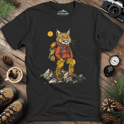Lynx Hiker T-Shirt – Fierce and Free – Black – Outdoor apparel for travel, hiking, camping, and nature lovers – ExpediCamp