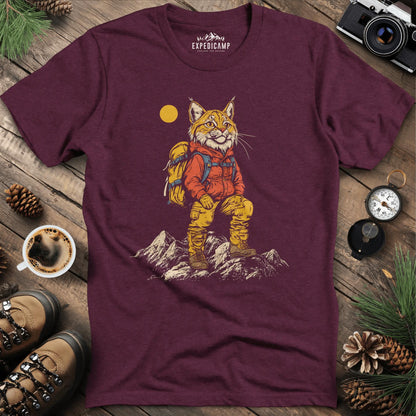 Lynx Hiker T-Shirt – Fierce and Free – Heather Maroon – Outdoor apparel for travel, hiking, camping, and nature lovers – ExpediCamp