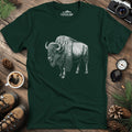 Majestic Bison T-Shirt – Forest Green – Outdoor apparel for travel, hiking, camping, and nature lovers – ExpediCamp
