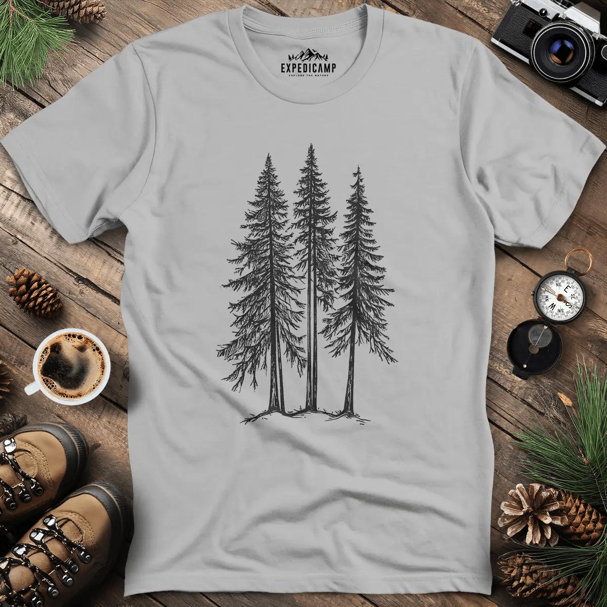 Majestic Forest T-Shirt – Ice Grey – Outdoor apparel for travel, hiking, camping, and nature lovers – ExpediCamp