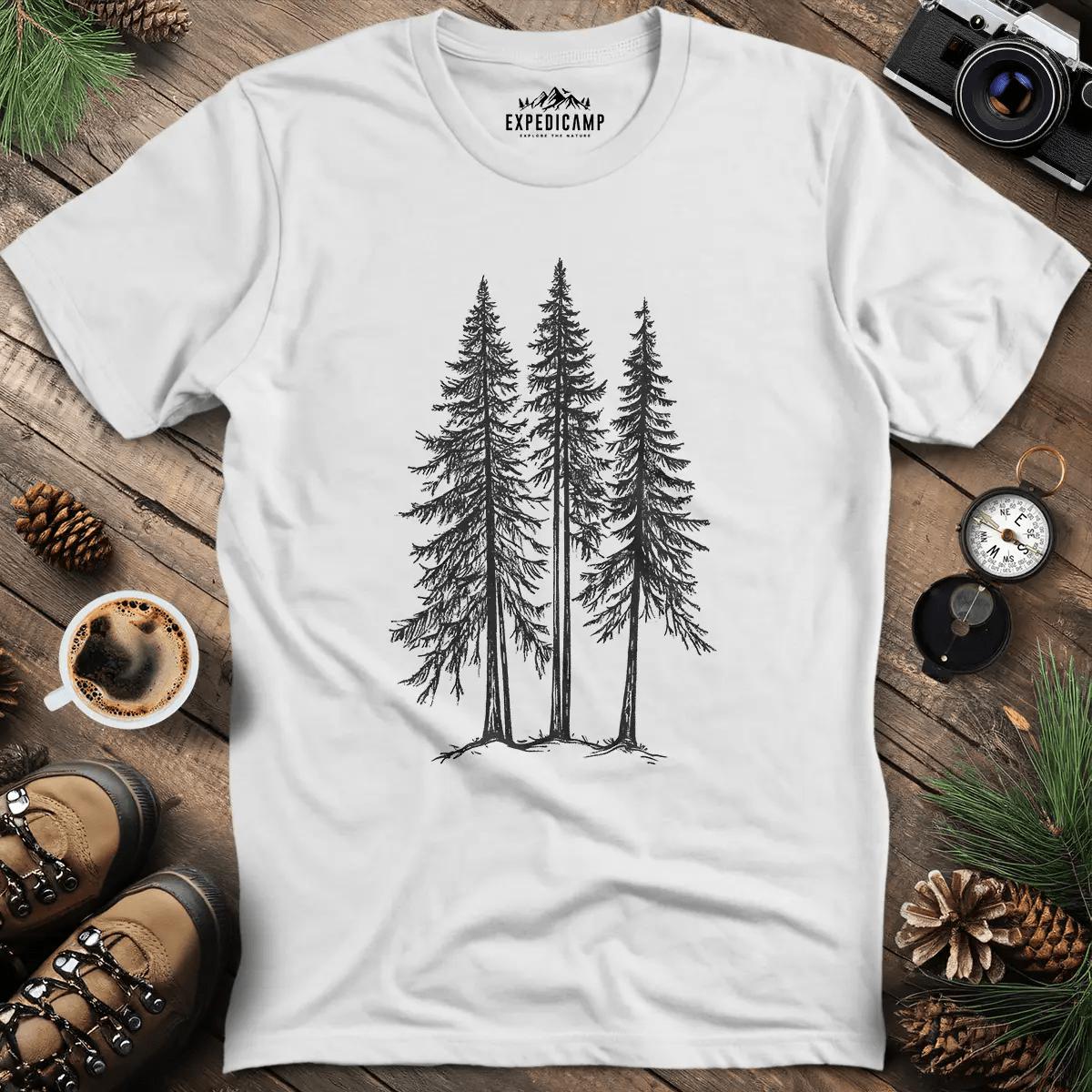 Majestic Forest T-Shirt – White – Outdoor apparel for travel, hiking, camping, and nature lovers – ExpediCamp