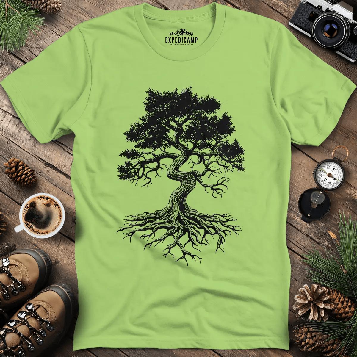 Majestic Oak Tree T-Shirt – Kiwi – Outdoor apparel for travel, hiking, camping, and nature lovers – ExpediCamp