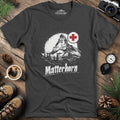 Matterhorn Switzerland Mountain Adventure T-Shirt – Dark Heather – Outdoor apparel for travel, hiking, camping, and nature lovers – ExpediCamp