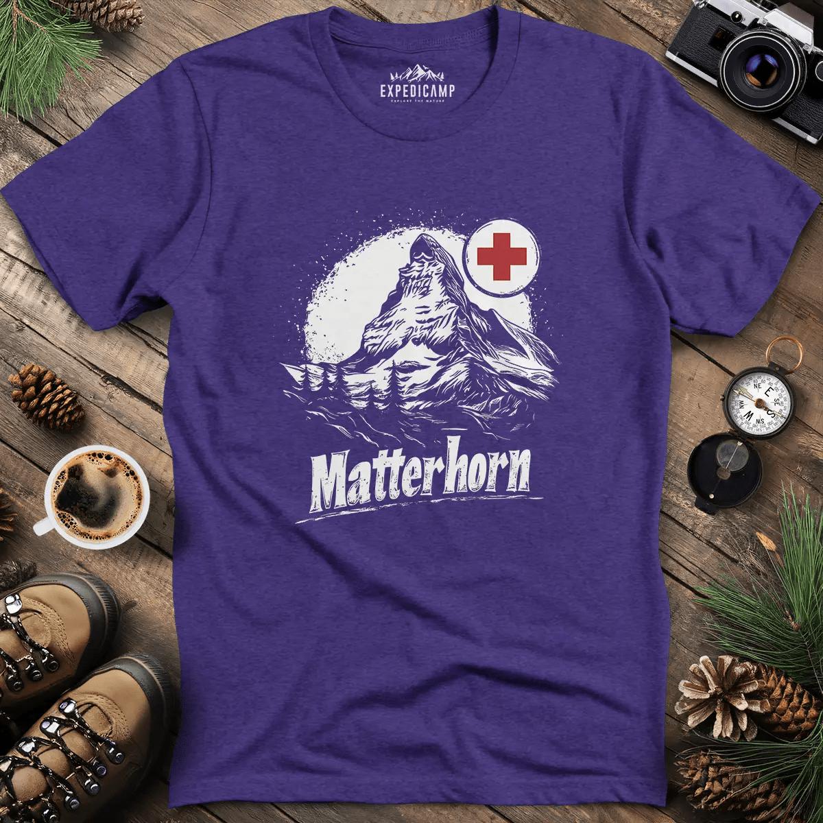 Matterhorn Switzerland Mountain Adventure T-Shirt – Heather Purple – Outdoor apparel for travel, hiking, camping, and nature lovers – ExpediCamp