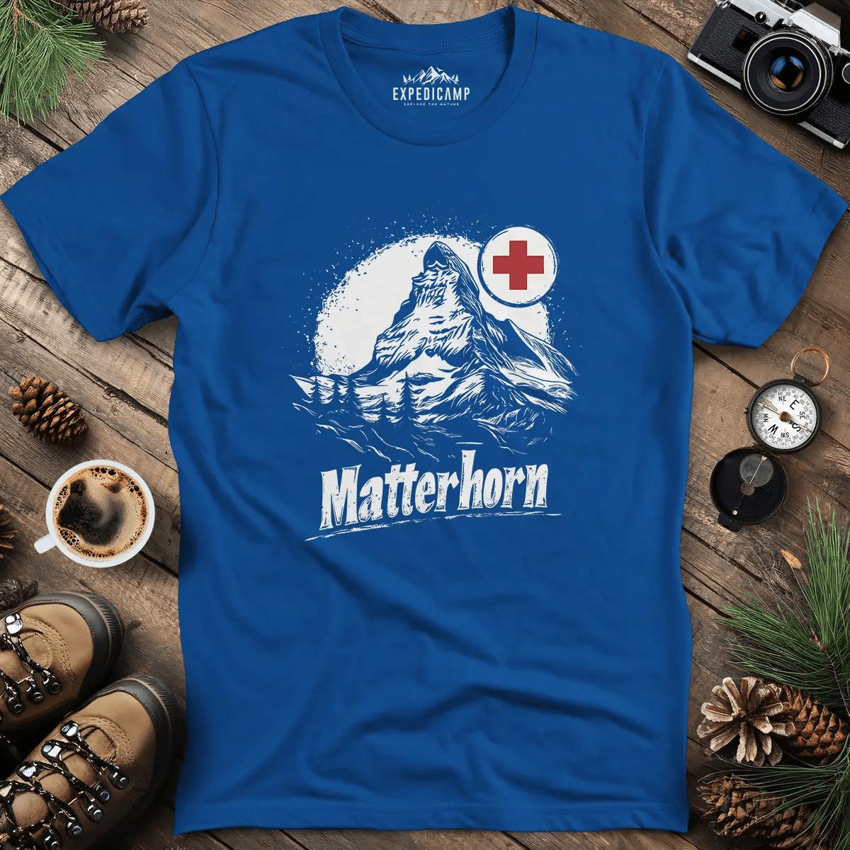 Matterhorn Switzerland Mountain Adventure T-Shirt – Royal – Outdoor apparel for travel, hiking, camping, and nature lovers – ExpediCamp