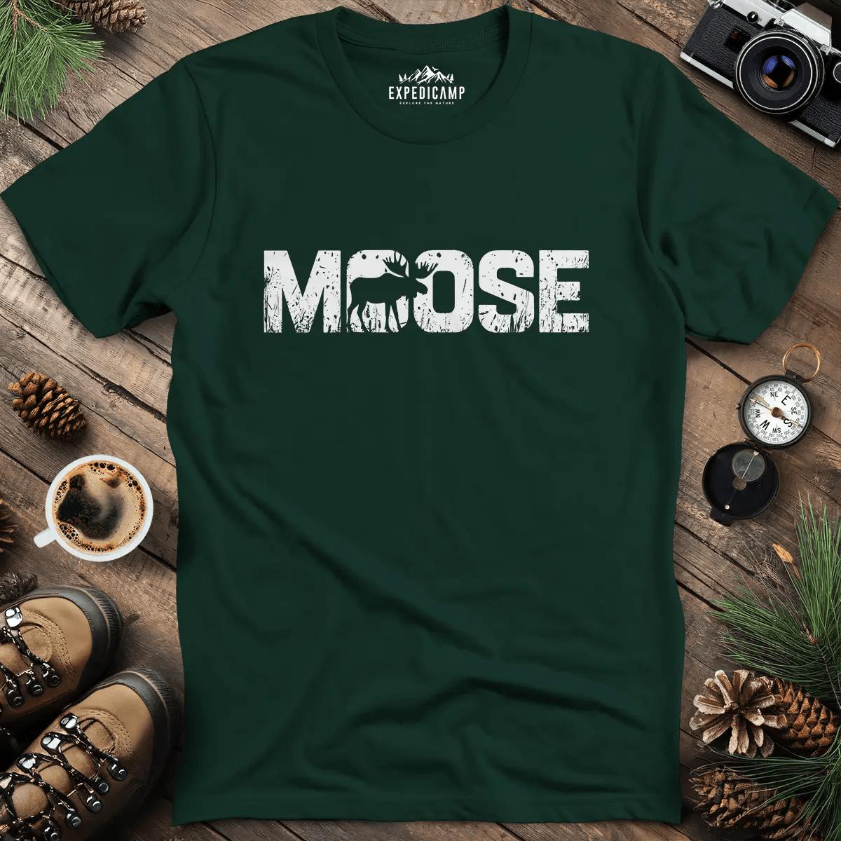 Moose Wilderness T-Shirt – Forest Green – Outdoor apparel for travel, hiking, camping, and nature lovers – ExpediCamp