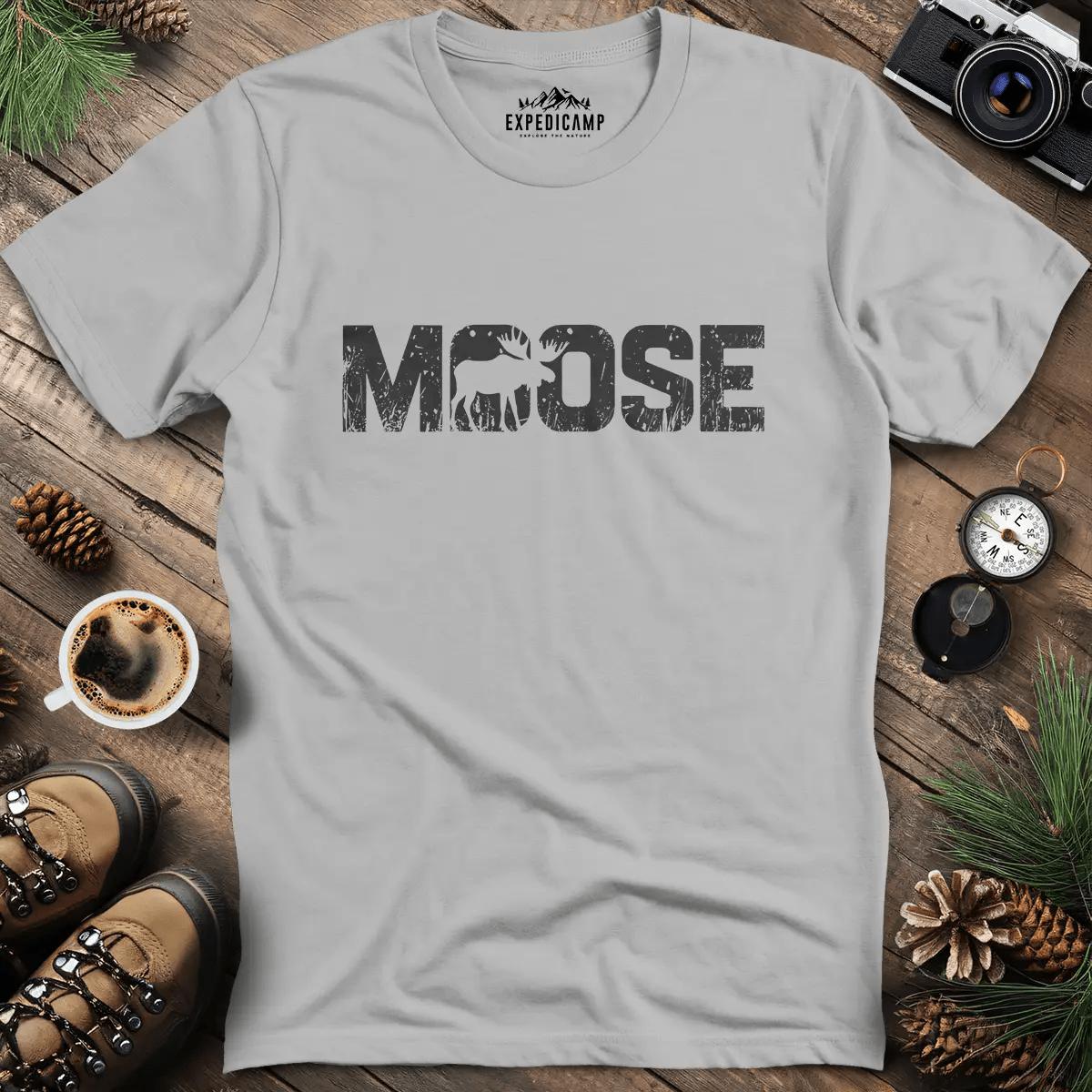 Moose Wilderness T-Shirt – Ice Grey – Outdoor apparel for travel, hiking, camping, and nature lovers – ExpediCamp