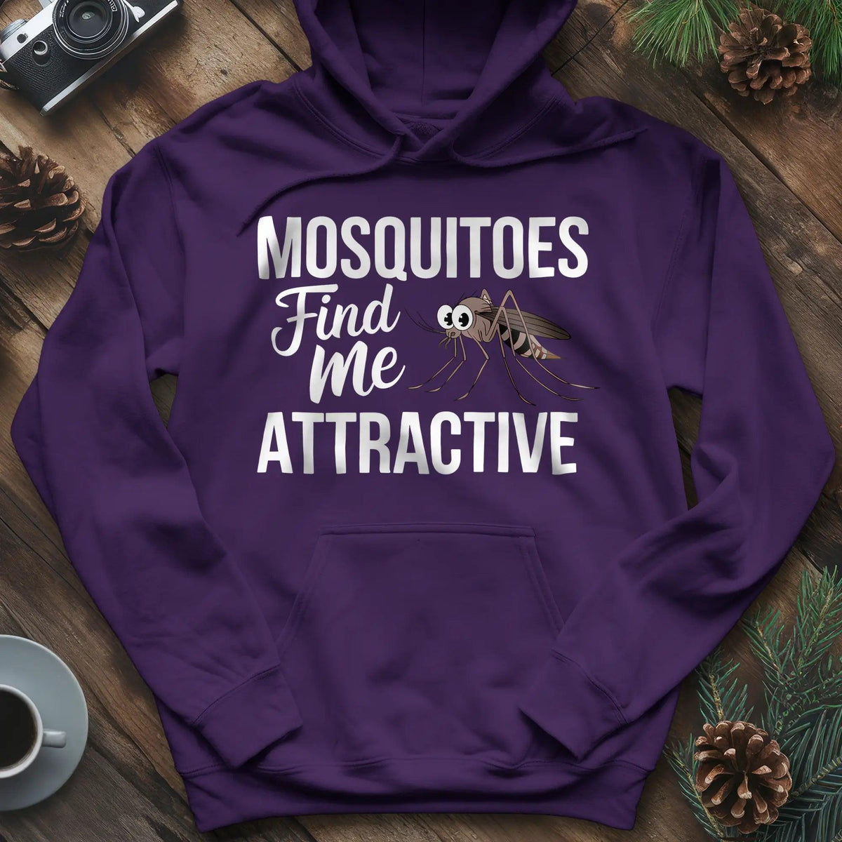 Mosquitoes Find Me Attractive Hoodie – Funny Outdoor Hoodie – Purple – Outdoor apparel for travel, hiking, camping, and nature lovers – ExpediCamp