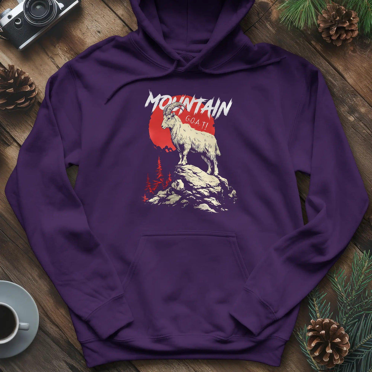 Mountain G.O.A.T. Hoodie – Purple – Outdoor apparel for travel, hiking, camping, and nature lovers – ExpediCamp