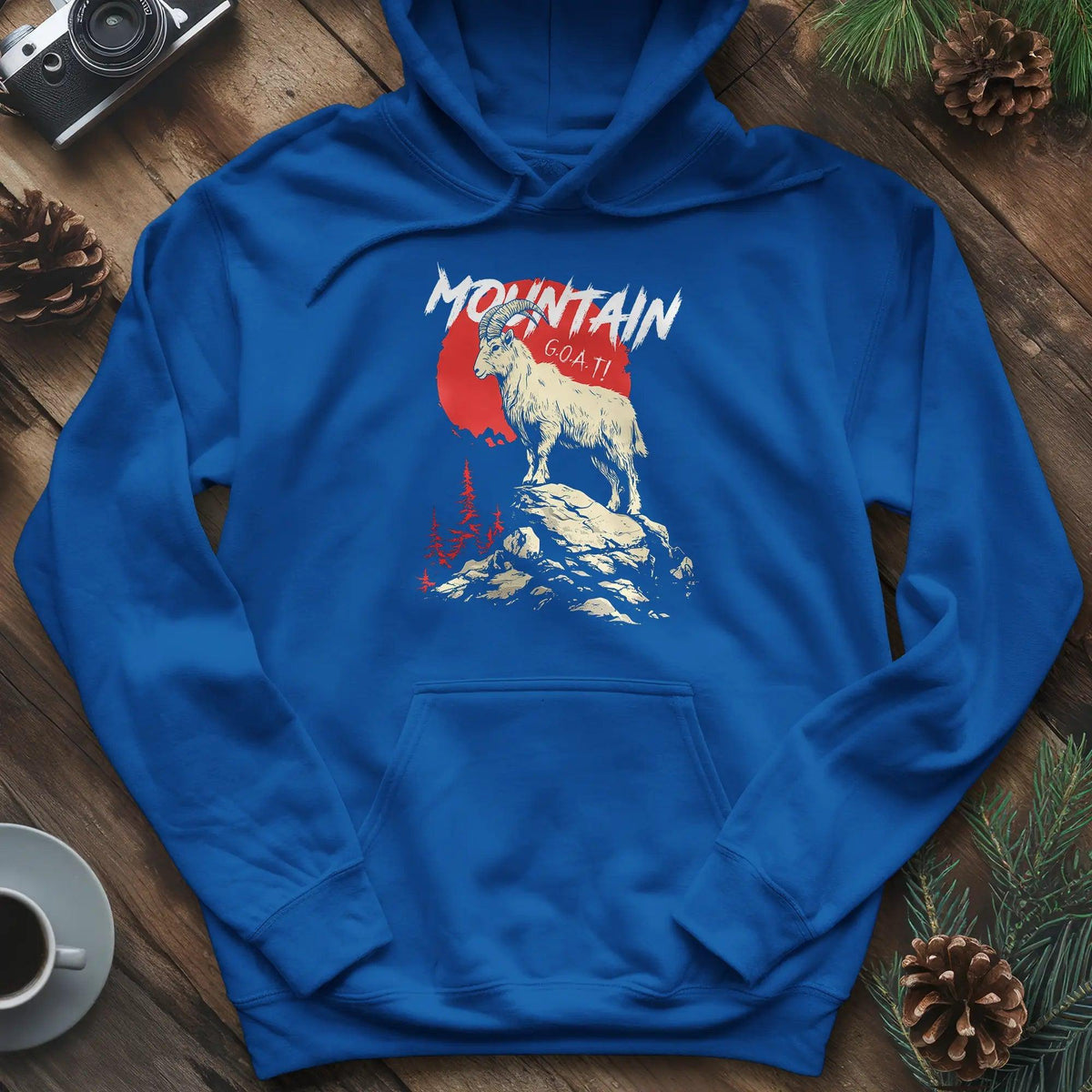 Mountain G.O.A.T. Hoodie – Royal – Outdoor apparel for travel, hiking, camping, and nature lovers – ExpediCamp