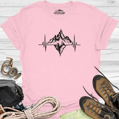 Mountain Heartbeat T-Shirt – Light Pink – Outdoor apparel for travel, hiking, camping, and nature lovers – ExpediCamp