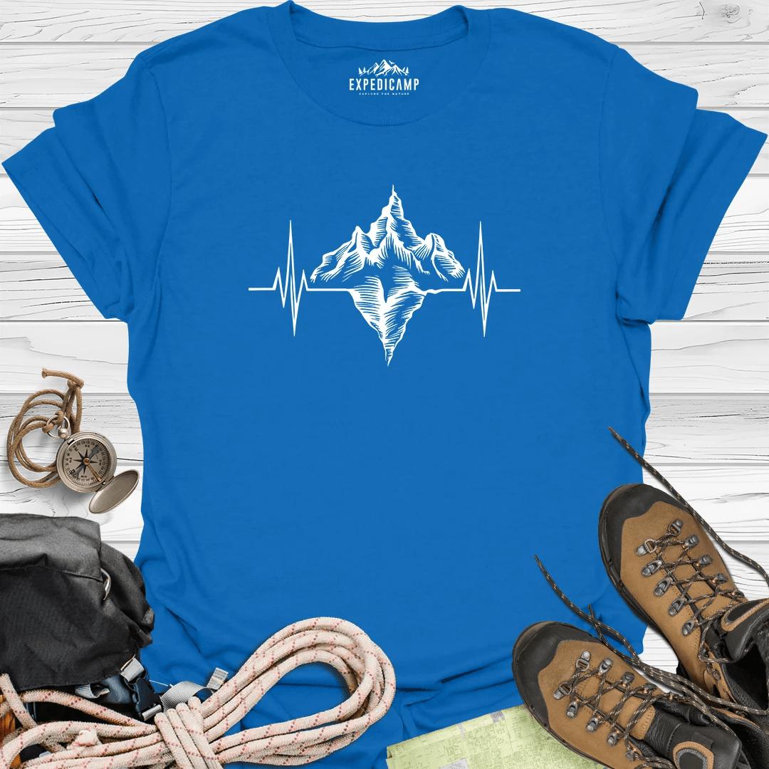 Mountain Heartbeat T-Shirt – Royal – Outdoor apparel for travel, hiking, camping, and nature lovers – ExpediCamp