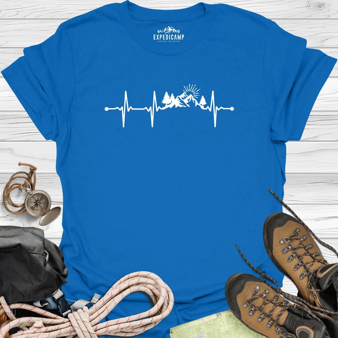 Mountain Heartbeat T-Shirt – Royal – Outdoor apparel for travel, hiking, camping, and nature lovers – ExpediCamp