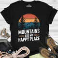 Mountains Are My Happy Place T-Shirt – Black – Outdoor apparel for travel, hiking, camping, and nature lovers – ExpediCamp