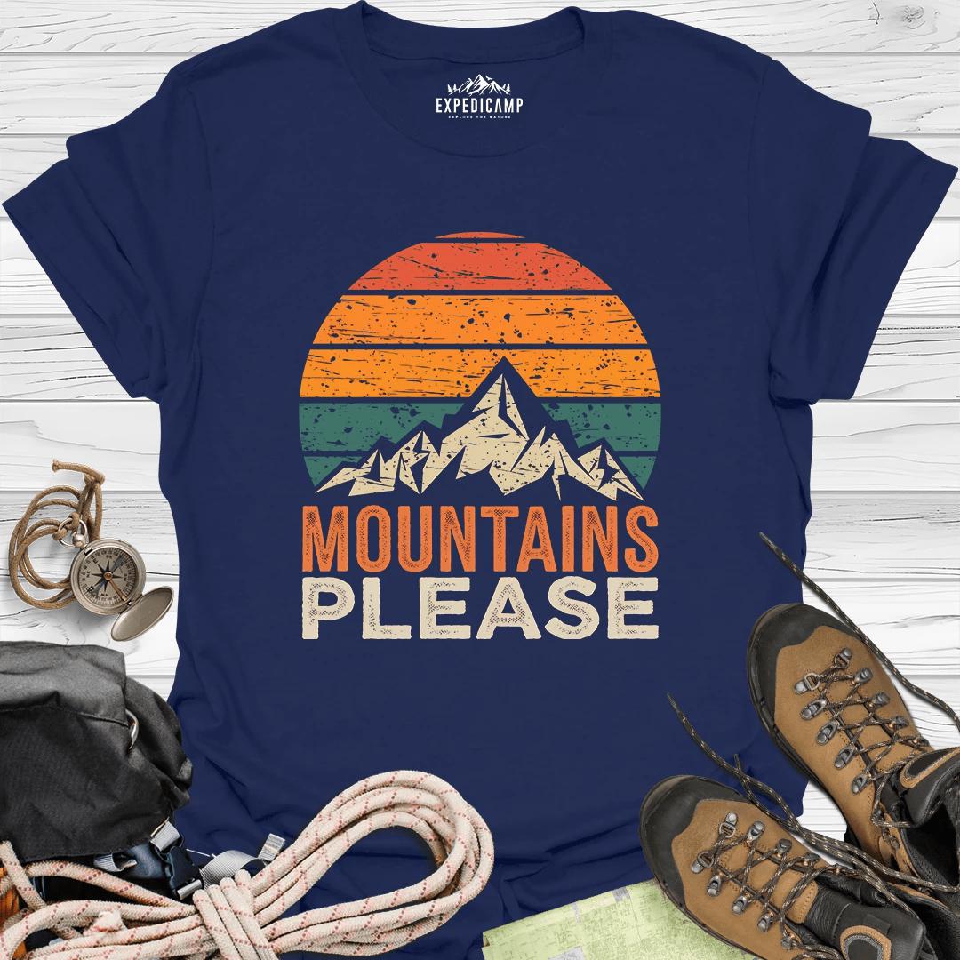 Mountains Please T-Shirt – Navy – Outdoor apparel for travel, hiking, camping, and nature lovers – ExpediCamp