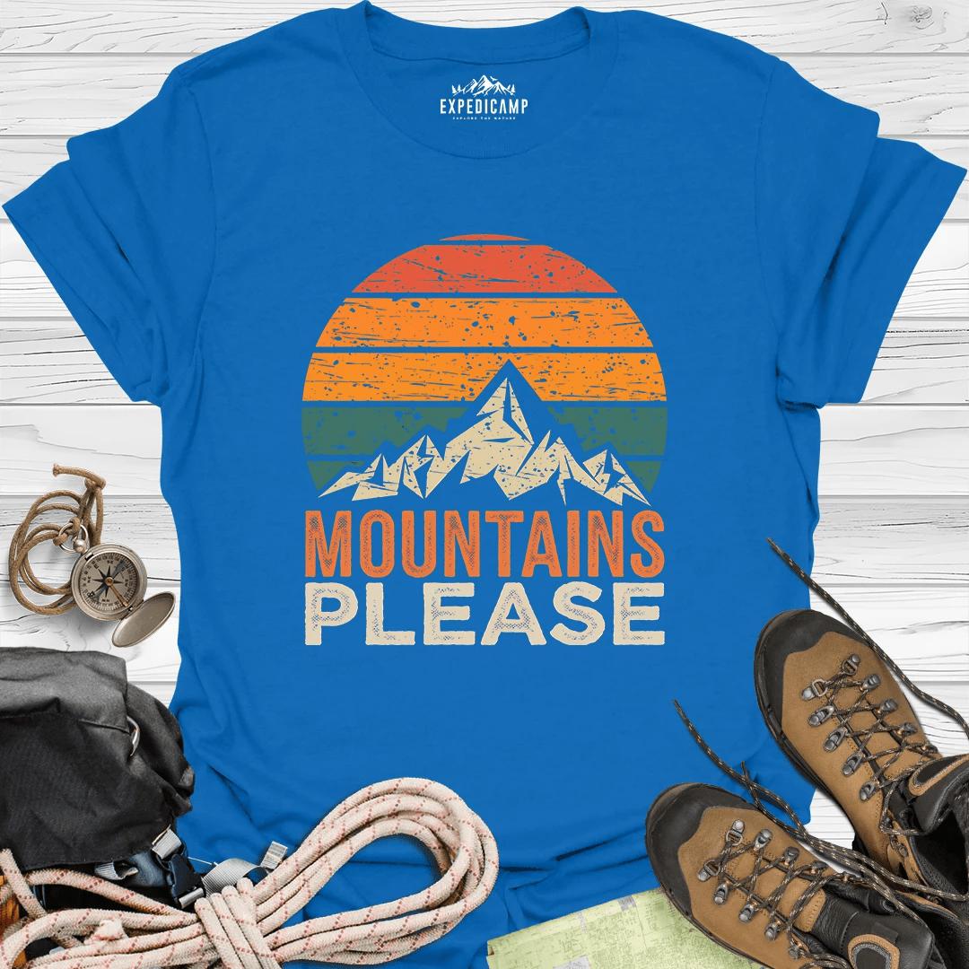 Mountains Please T-Shirt – Royal – Outdoor apparel for travel, hiking, camping, and nature lovers – ExpediCamp