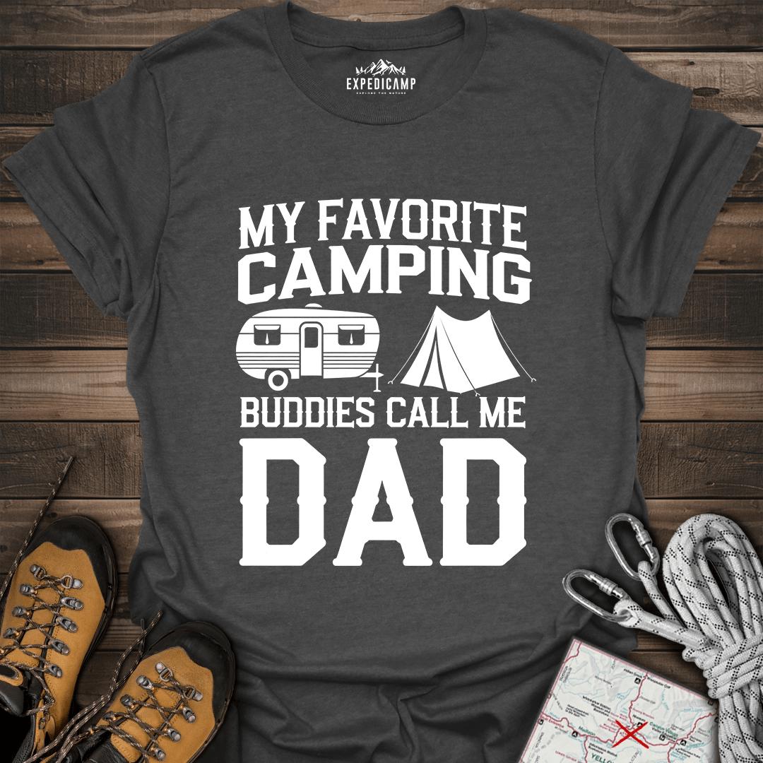 My Favorite Camping Buddies Call Me Dad T-Shirt – Dark Heather – Outdoor apparel for travel, hiking, camping, and nature lovers – ExpediCamp